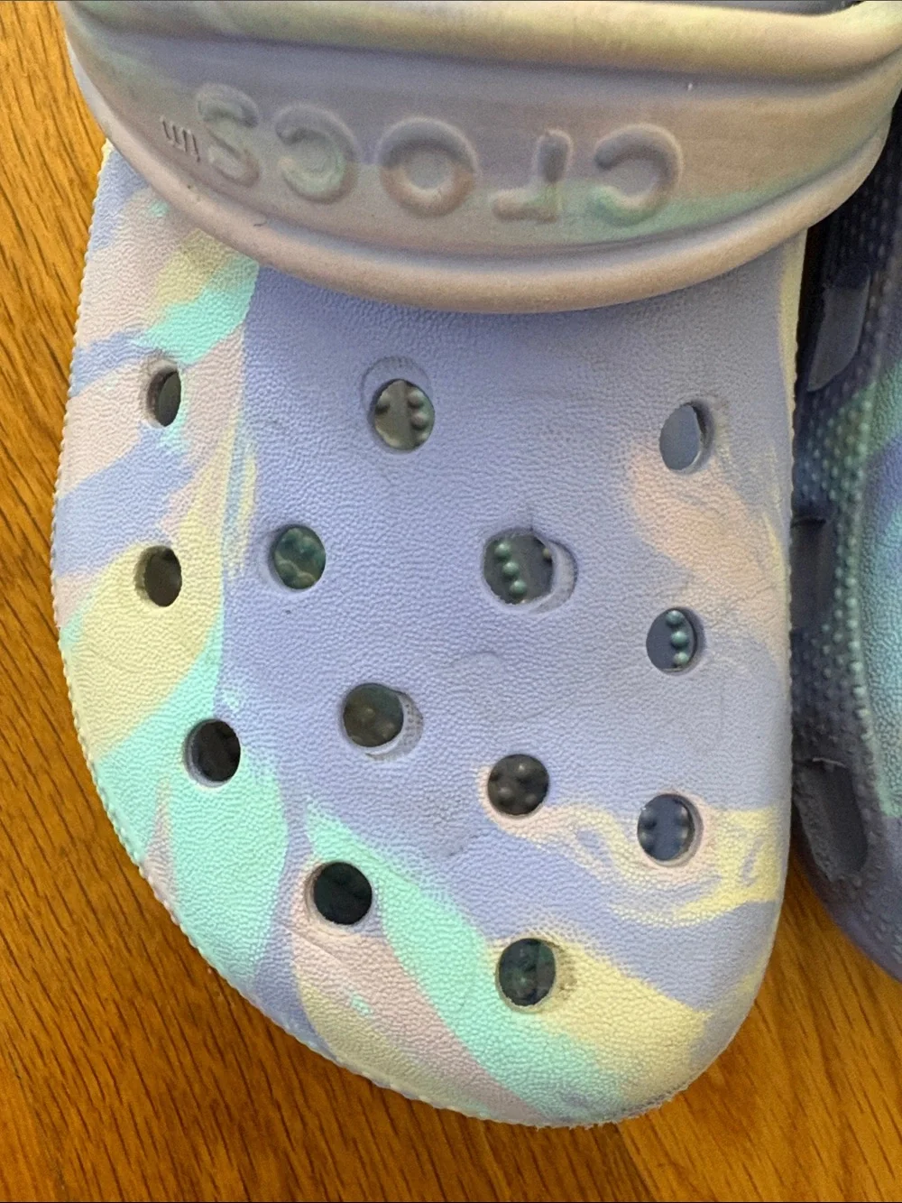 CROCS moon jelly marble Kids Lavender & Teal Tie-Dye Clog size j3 j 3 youth shoe